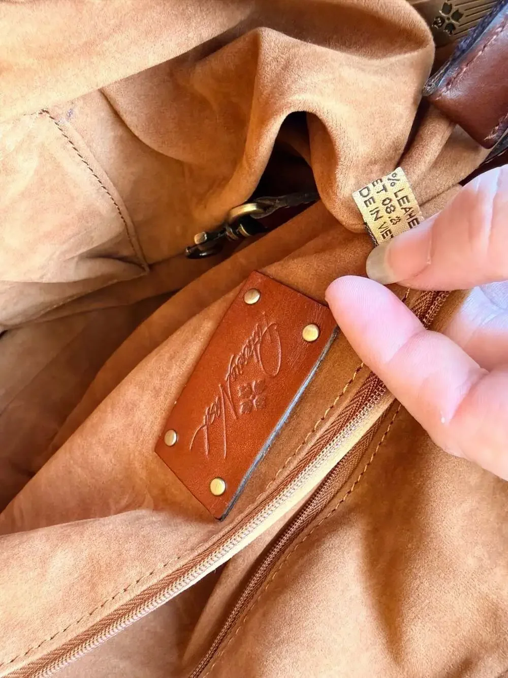 Patricia Nash Luserna Leather Tote Bag in Cognac